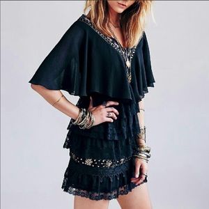 Free people black lace sequin mini dress